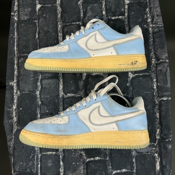 Vintage NIKE Air Force 1 Low Baby Sky Blue & White on Gum & Green - Picture 3 of 15